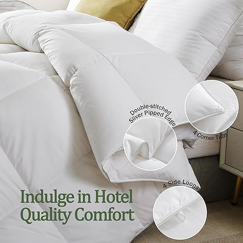 Miniatura 7 de Edredón de fibra de plumas tamaño King, relleno de edredón extra esponjoso para todas las estaciones, edredones de cama de hotel de lujo, con funda