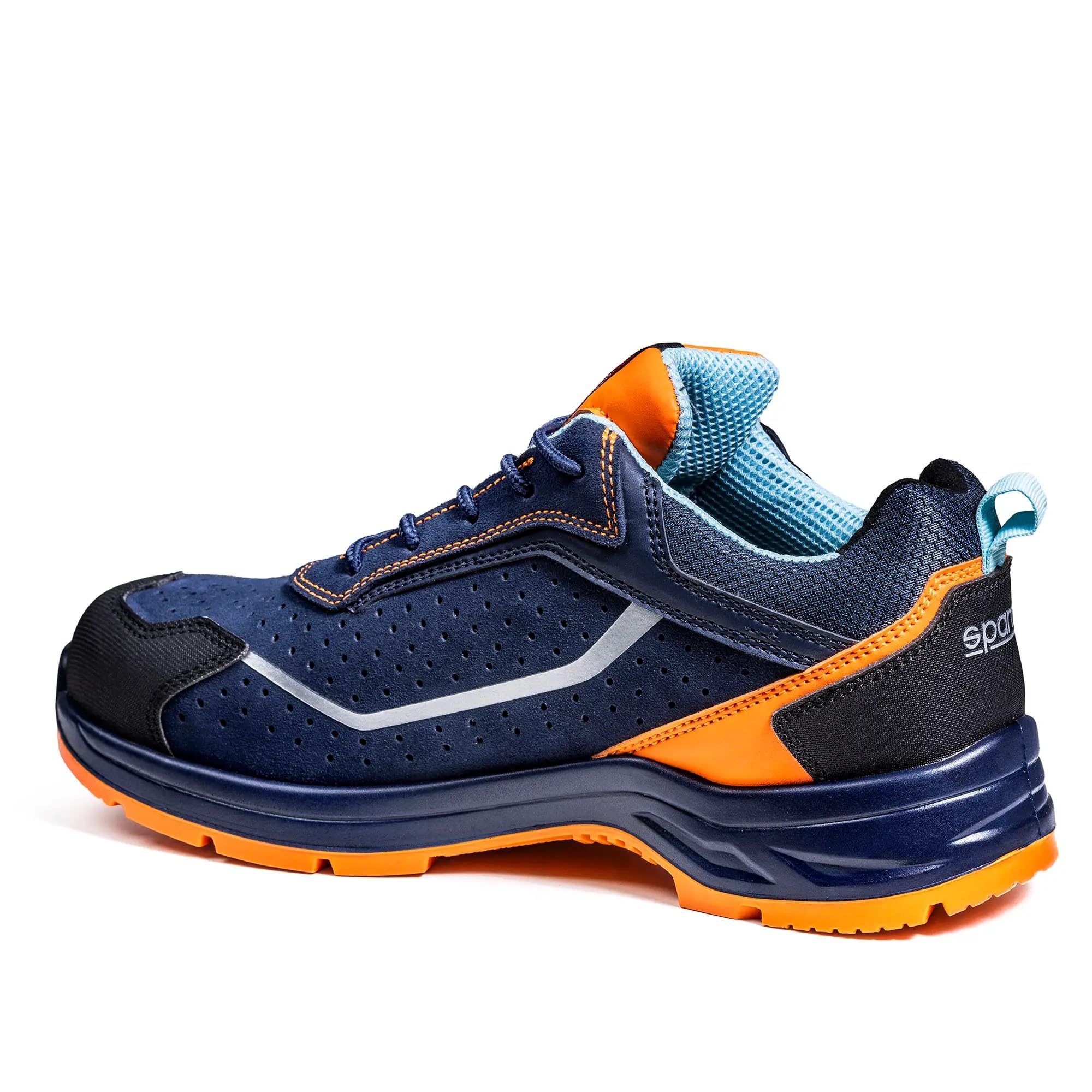 Sparco Indy Gulf Meteor S1PS ESD LG Oddychające zamszowe buty ochronne bez metalu, podeszwa do drabiny Grip. Sportowy wygląd. EU 45