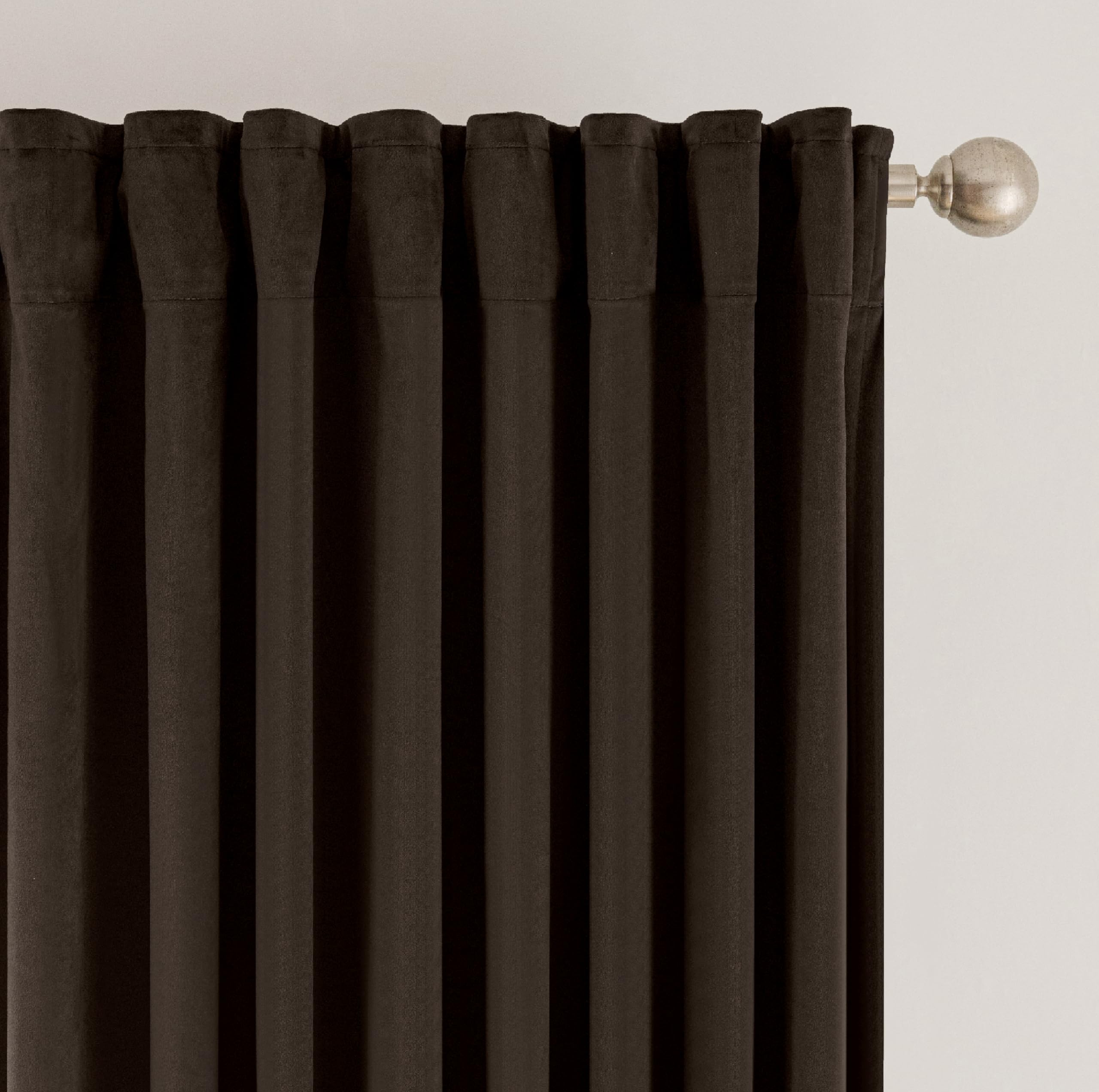 SNITIE Chocolate Velvet Curtains with Back Tab and Rod Pocket Thermal Insulated Soft Privacy Light-Filtering Velvet Drapes for Bedroom and Living Room, Set of 2 Panels, 52 x 108 Inches Long