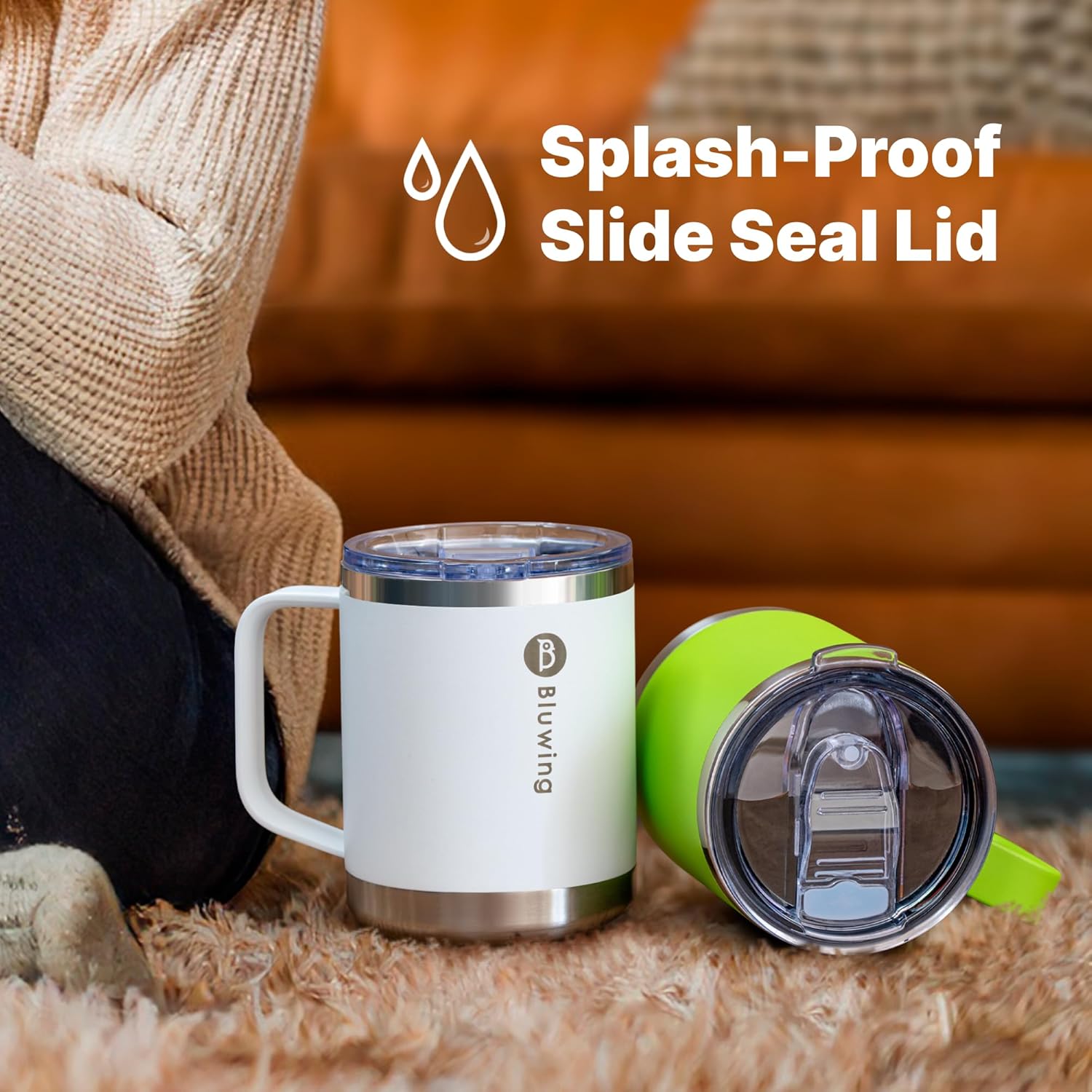 Insulated Coffee Mug with Lid, 12 oz Travel Coffee mug with handle Double Wall Stainless Steel Travel Tumbler Cup, Spill Proof (Purple) - Image 7