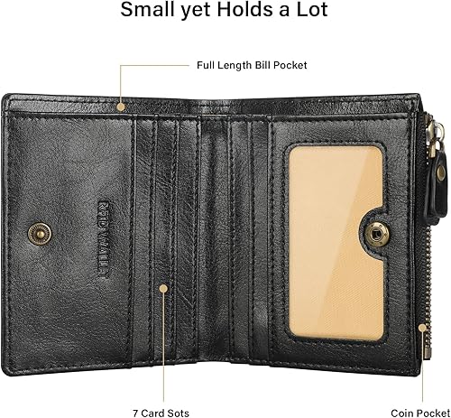 Miniatura 3 de Lavemi Carteras ultrafinas de cuero compacto para mujeres y niñas, con bloqueo RFID, tarjetero para tarjetas de crédito para mujeres