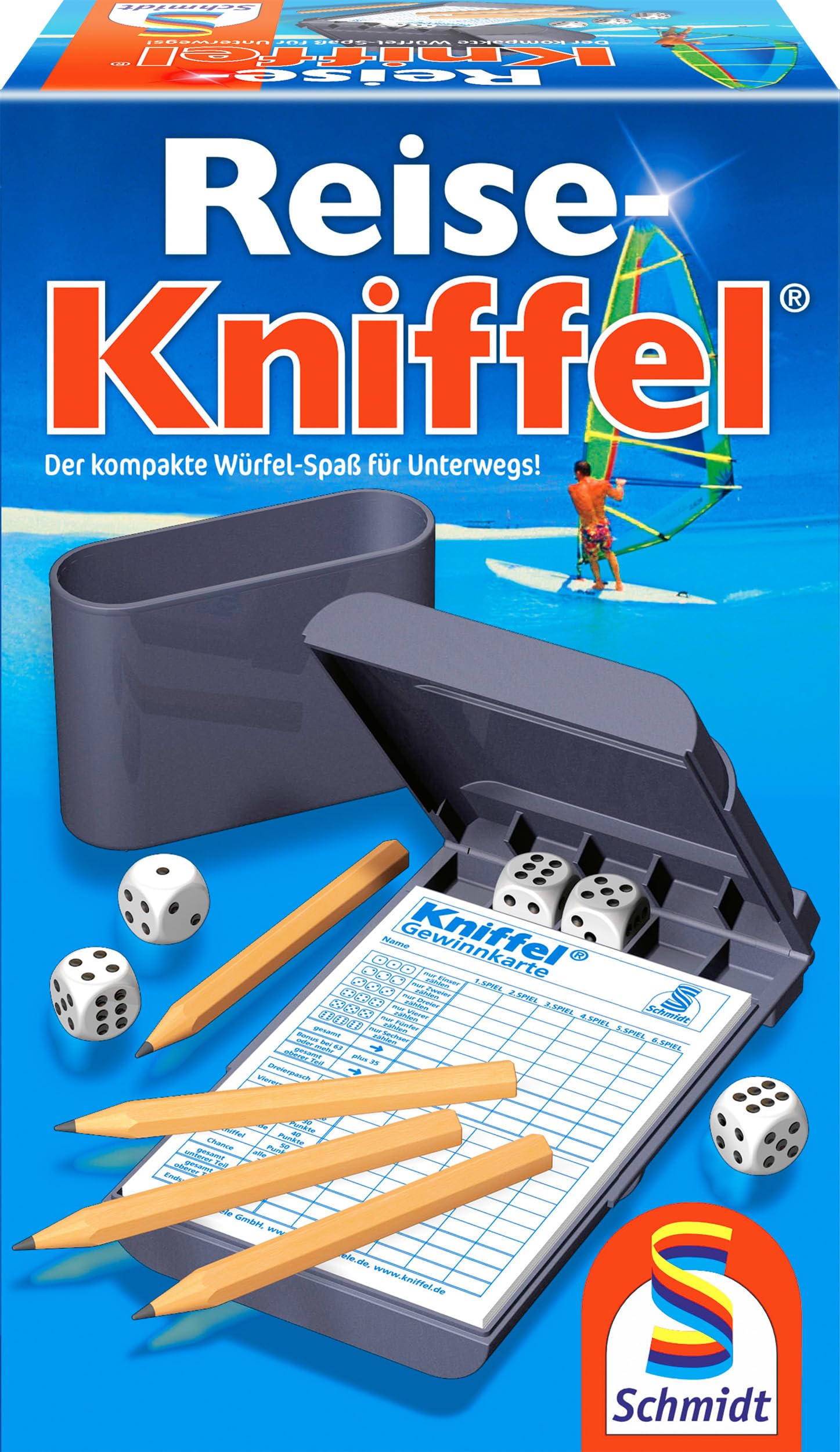 Schmidt Spiele 49091 Reise-Kniffel mit Zusatzblock, bunt