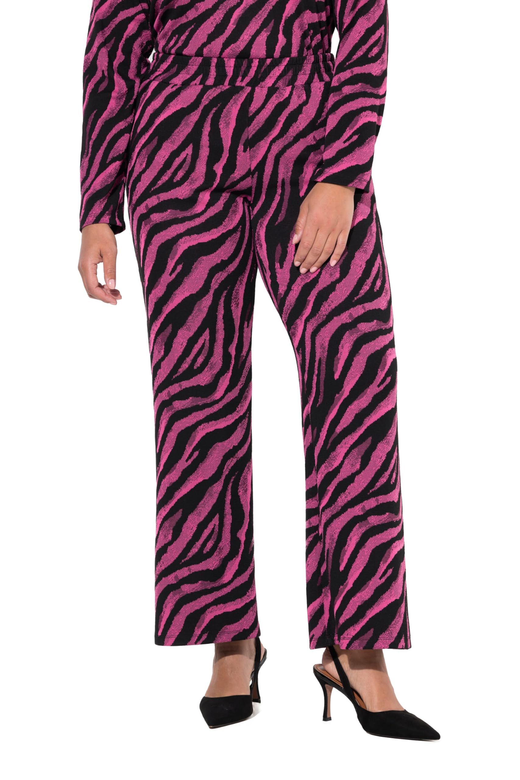 MIAMODA Damen große Größen Übergrößen Plus Size Hose, Color Zebramuster, Elastikbund. 837269