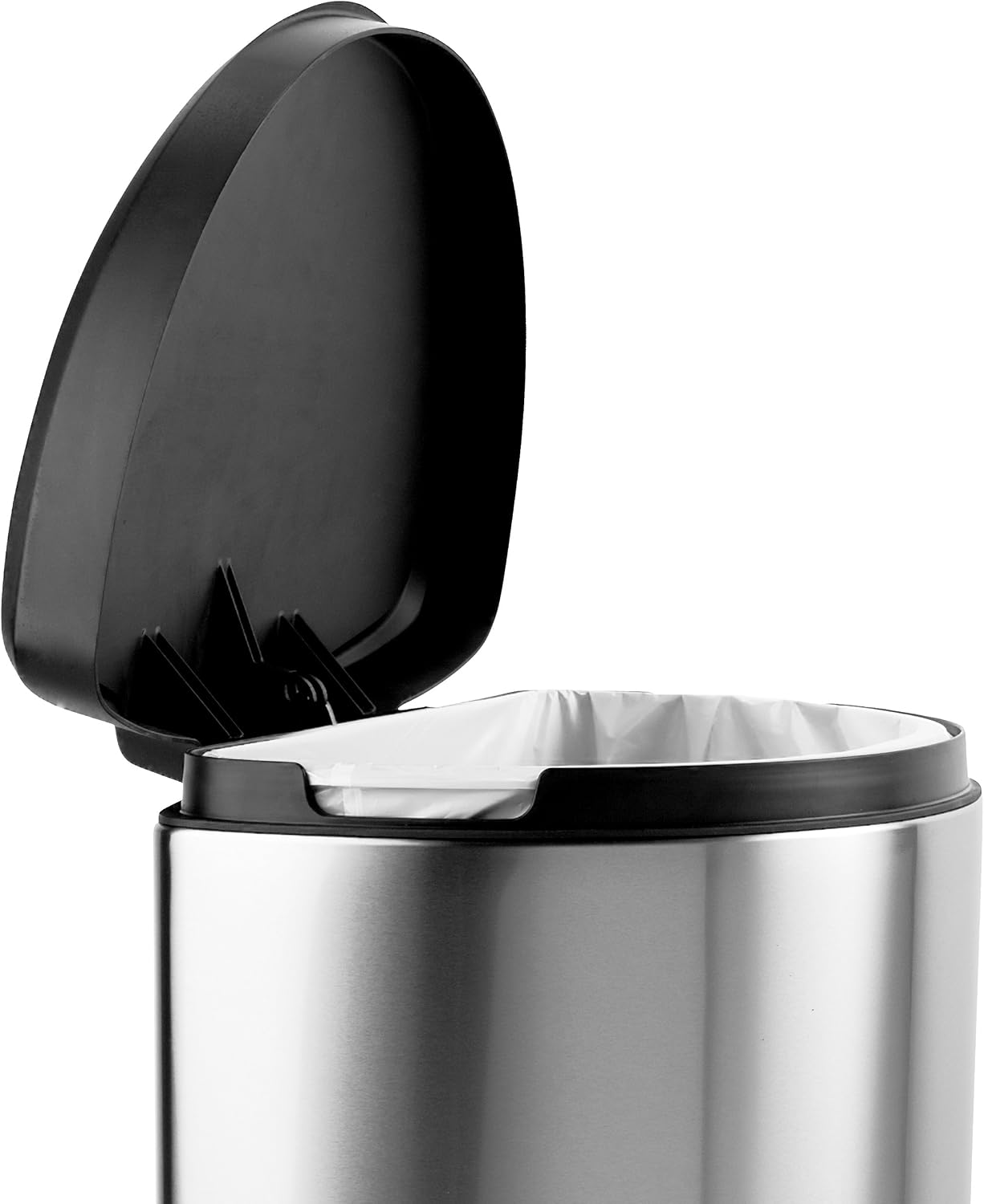 simplehuman Semi-Round Step Trash Can, Stainless Steel, Plastic Lid, 40 L / 10.5 Gal