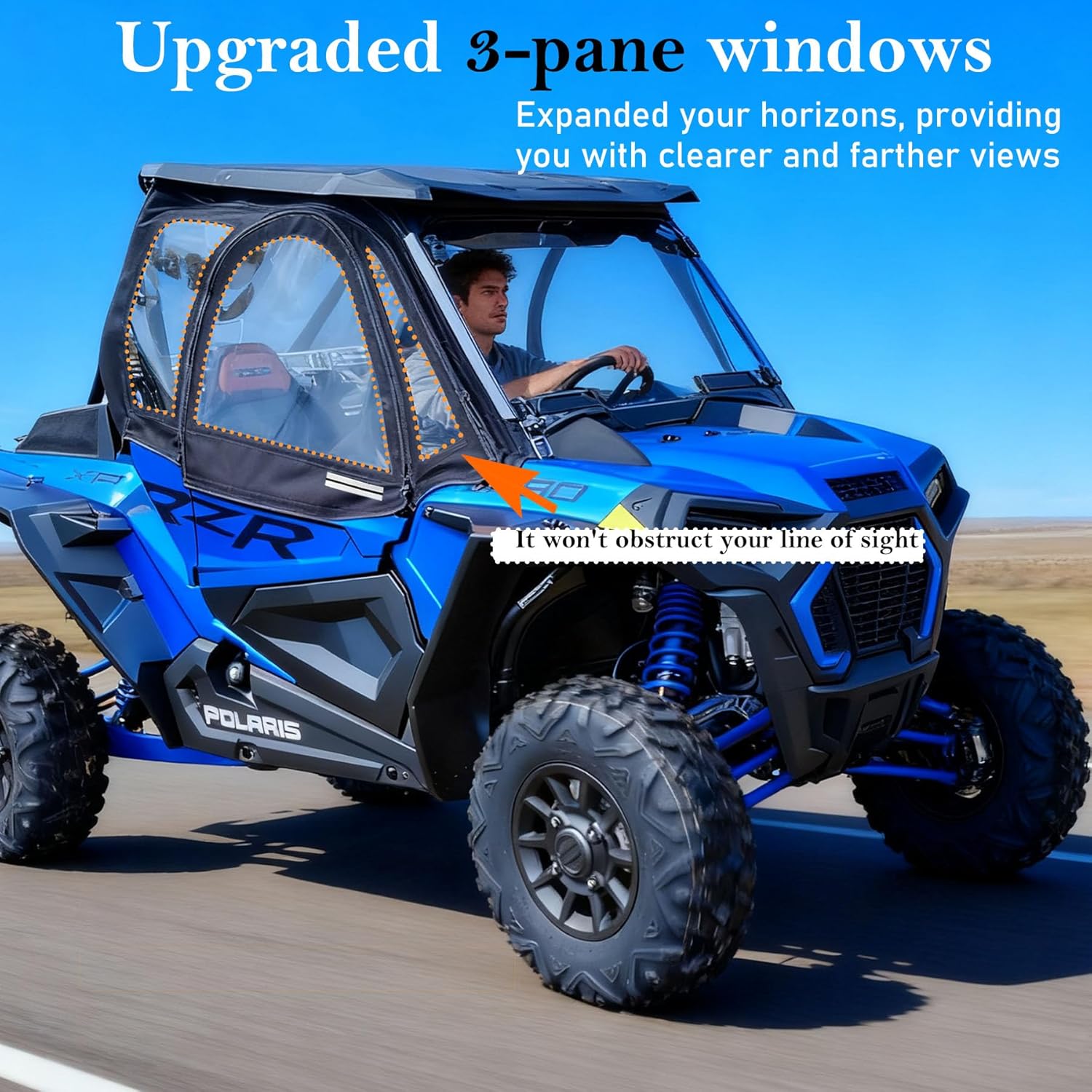 Soft Cab Enclosures Light Compatible with Polaris RZR XP 1000 / XP Turbo 2014-2023, XP Turbo 16-21/S 900 1000 16-19,YKK Zippers 3-Pane Window Waterproof