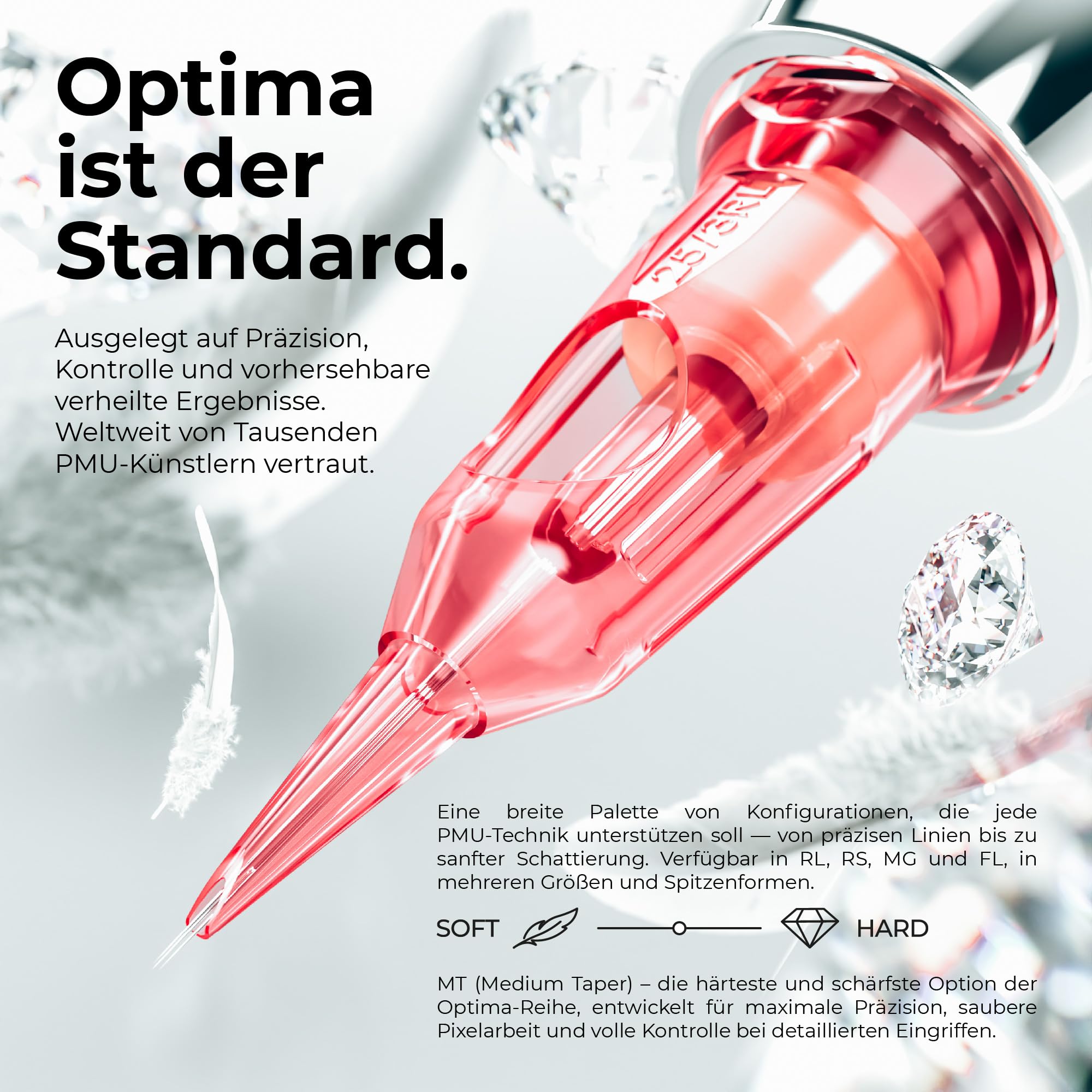 Kwadron Optima 20 Stück - 35/1RLLT - #12 0.35mm Round Liner - Long Taper - Professional Permanent Makeup - Tattoo PMU Nadeln Set Cartridges - Tattoo Zubehör für Augenbraue, Eyeliner, Lip Contour
