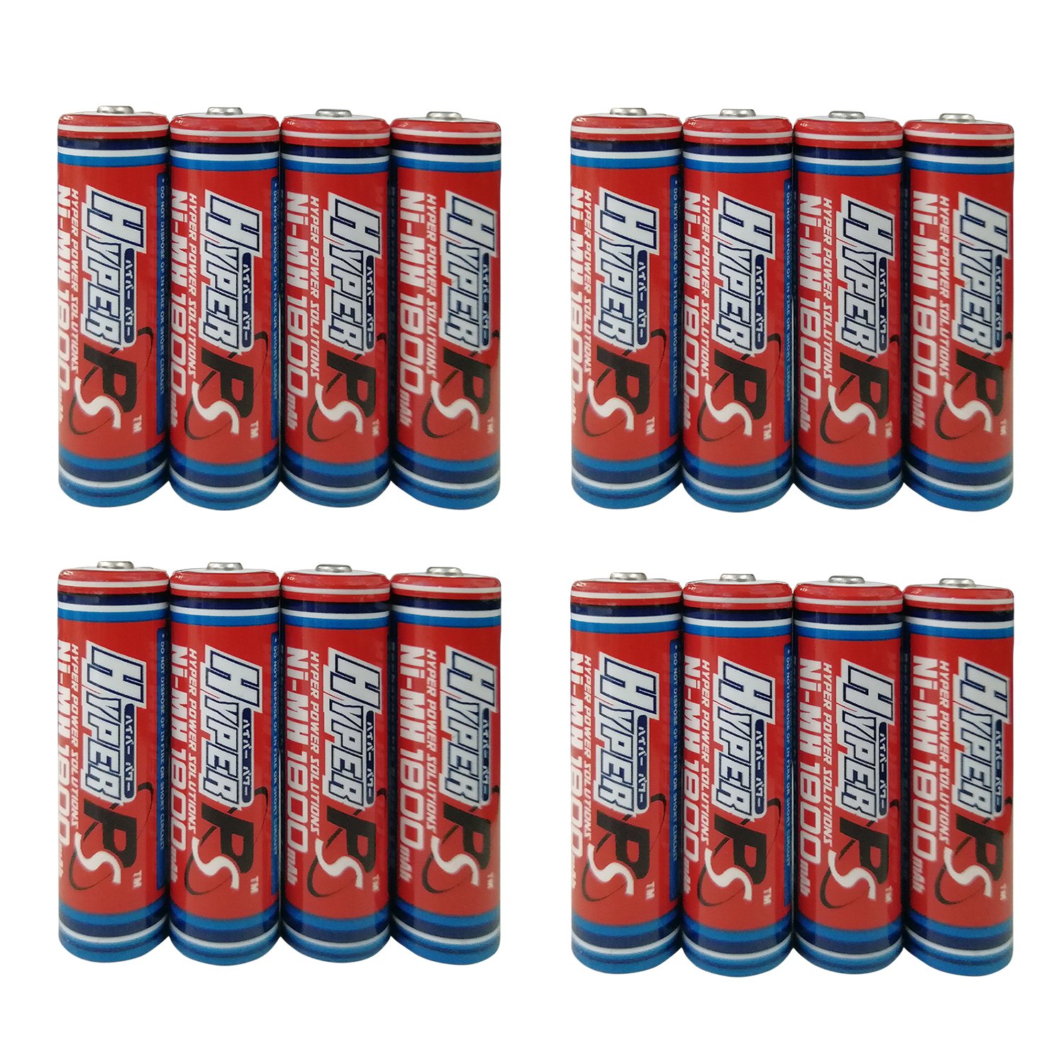 HYPERPS (16-Pack) 1.2V AA 1800mAh Ni-MH Rechargeable Battery for High-Drain Devices, Quick Charge