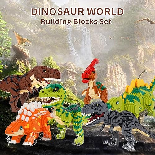 Miniatura 7 de Bloque de construcción modelo de dinosaurio micro mini bloques de dinosaurio kit de construcción regalos para niños y adultos (velociraptor)