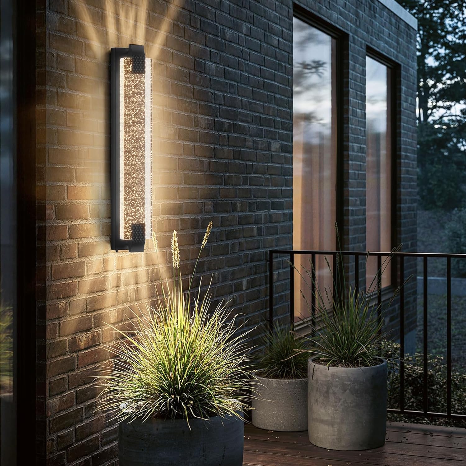 camuucci Dusk to Dawn Outdoor Light, 31.1 Inches LED Porch Lights Outdoor Waterproof Modern Outside Sconce Wall Mount for Doorway Hallway Porch Patio Yard Doorway Black Black 31.1 Inch