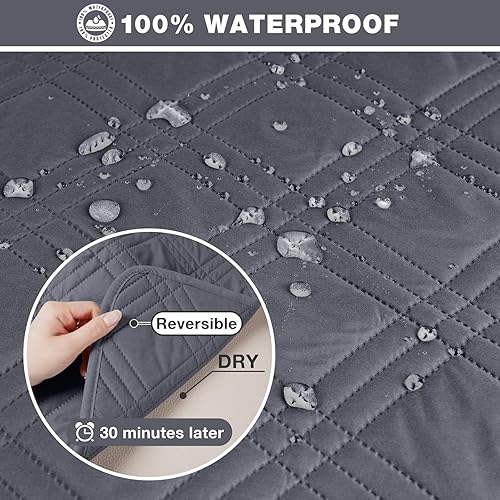 Miniatura 4 de TAOCOCO Fundas impermeables para sofá modular en forma de L, 3 piezas, fundas de sofá reversibles para sofá seccional, protector de muebles para