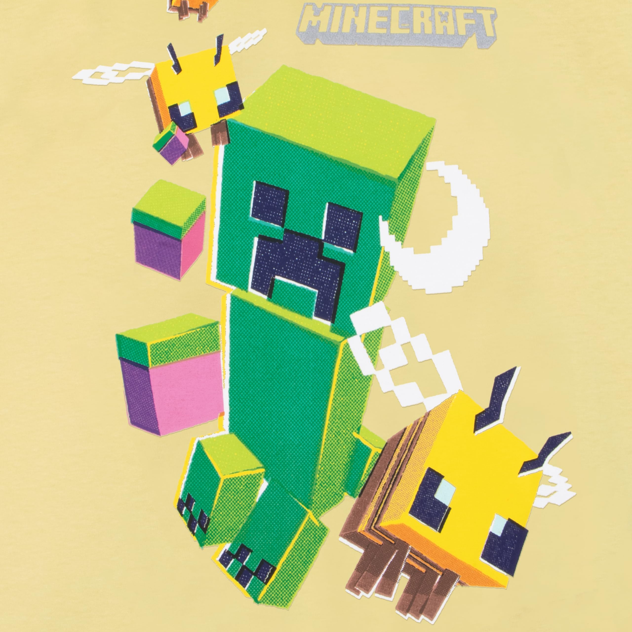 Minecraft Camiseta para Gamers, Camiseta para Niña con Abejas Y Creeper, Camisetas de Manga Corta Niña