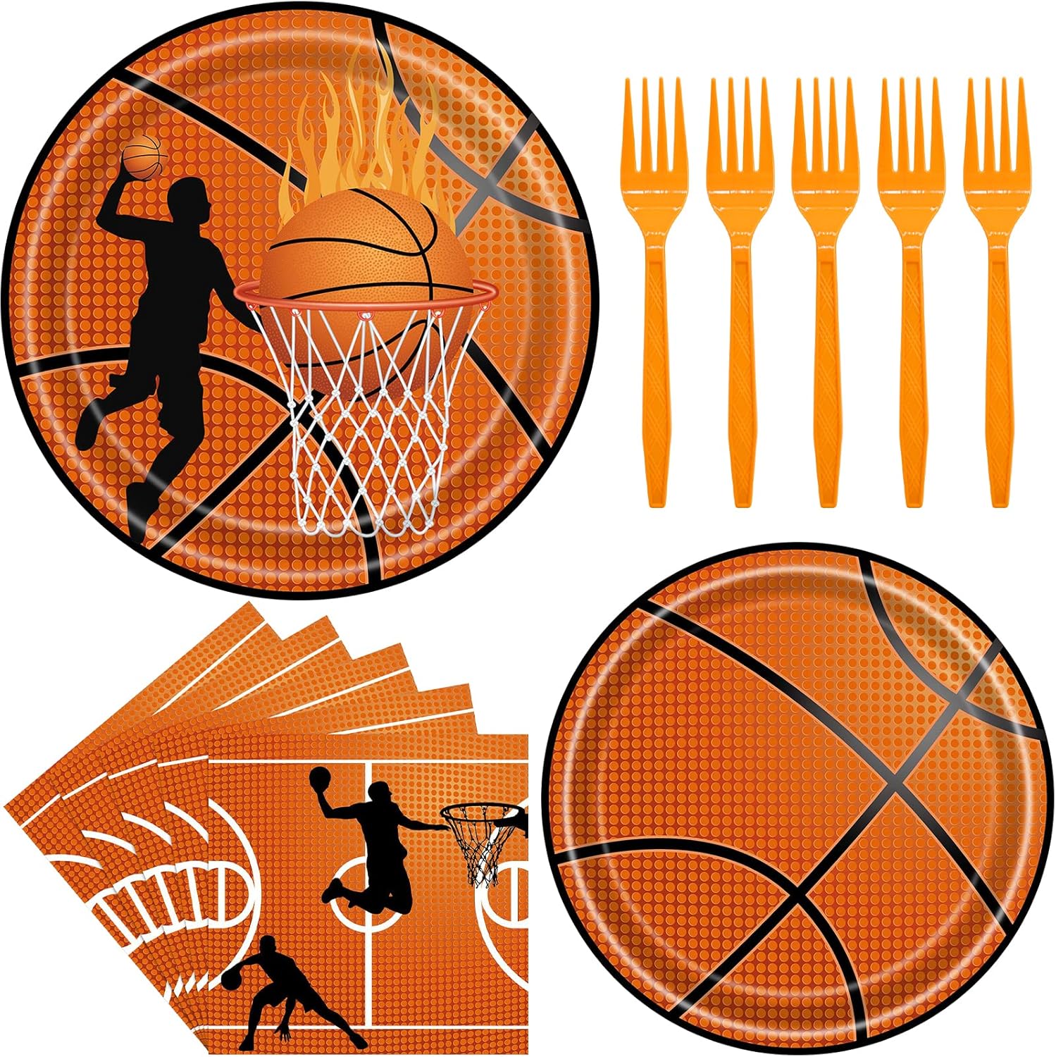 96PCS Basketball Party Supplies, Basketball Plates and