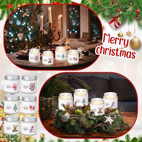 Miniatura 5 de MTLEE 6 velas de Navidad con aroma de soja de Feliz Navidad, tarros perfumados para Navidad, árbol de invierno, regalos de agradecimiento a
