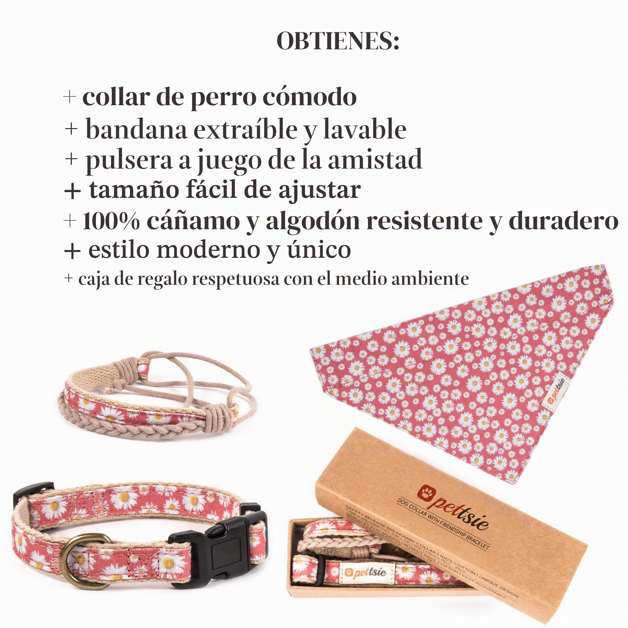 Collar para Perros con Bandana y Brazalete de Amistad Marca Pettsie
