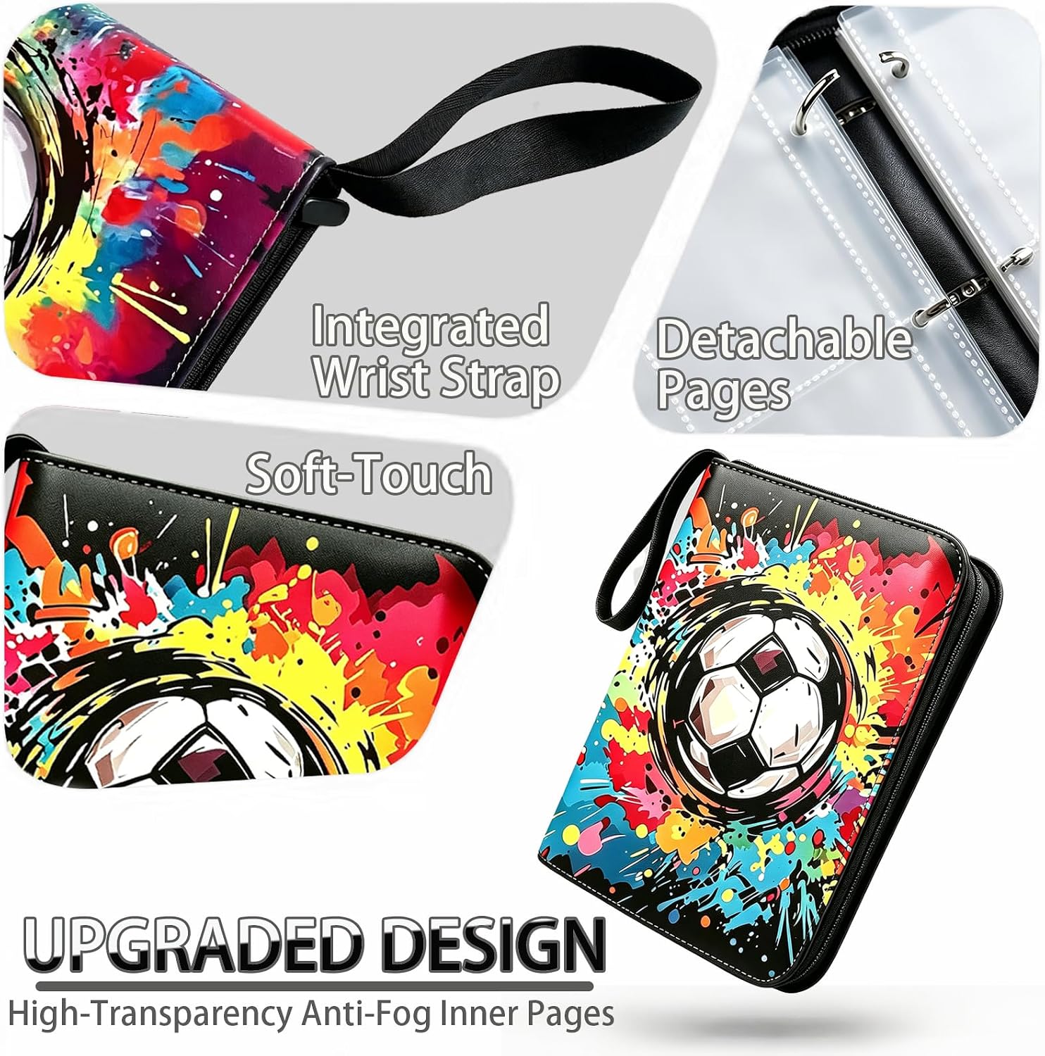 Trading Card Binder 900 Capacity with Zipper, PU Leather Album image 4