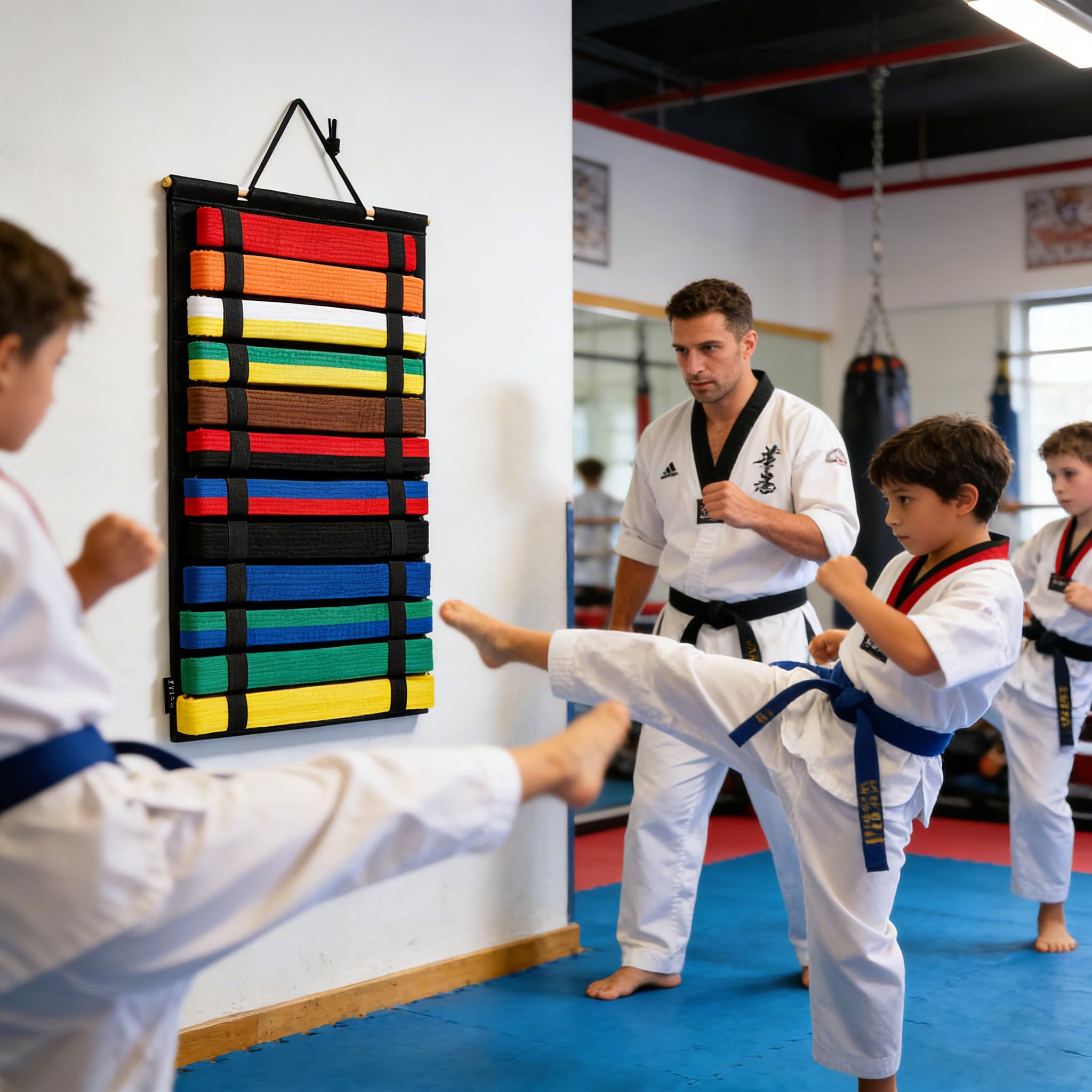 Espositore Per Cintura Da Karate, Da Appendere Alla Parete, Espositore Per Cintura Per Taekwondo Con 12 Cinture, Attrezzatura Per Studenti e Appassionati Di Taekwondo (Senza Cinture)