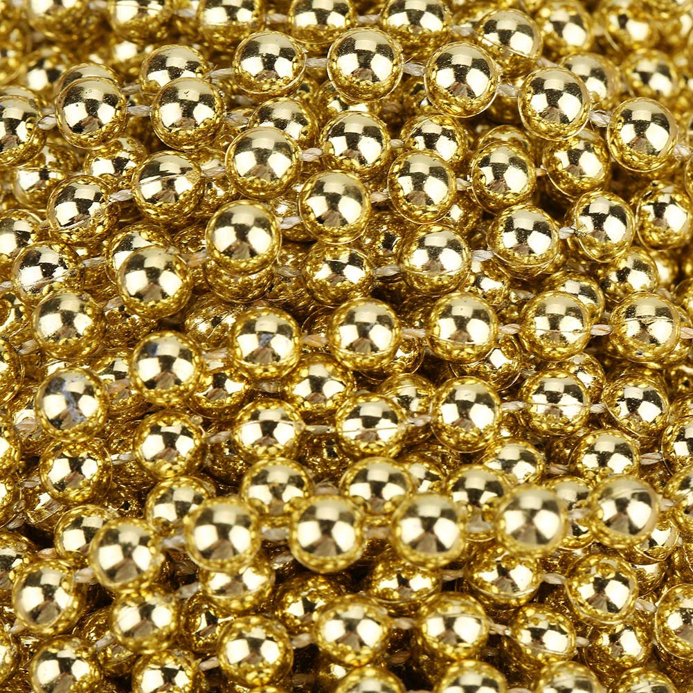 Wakects Catena di Perle per Albero di Natale, 25 m, 6 mm, ABS, Ghirlanda Decorativa per Matrimoni e Fai da Te, Oro