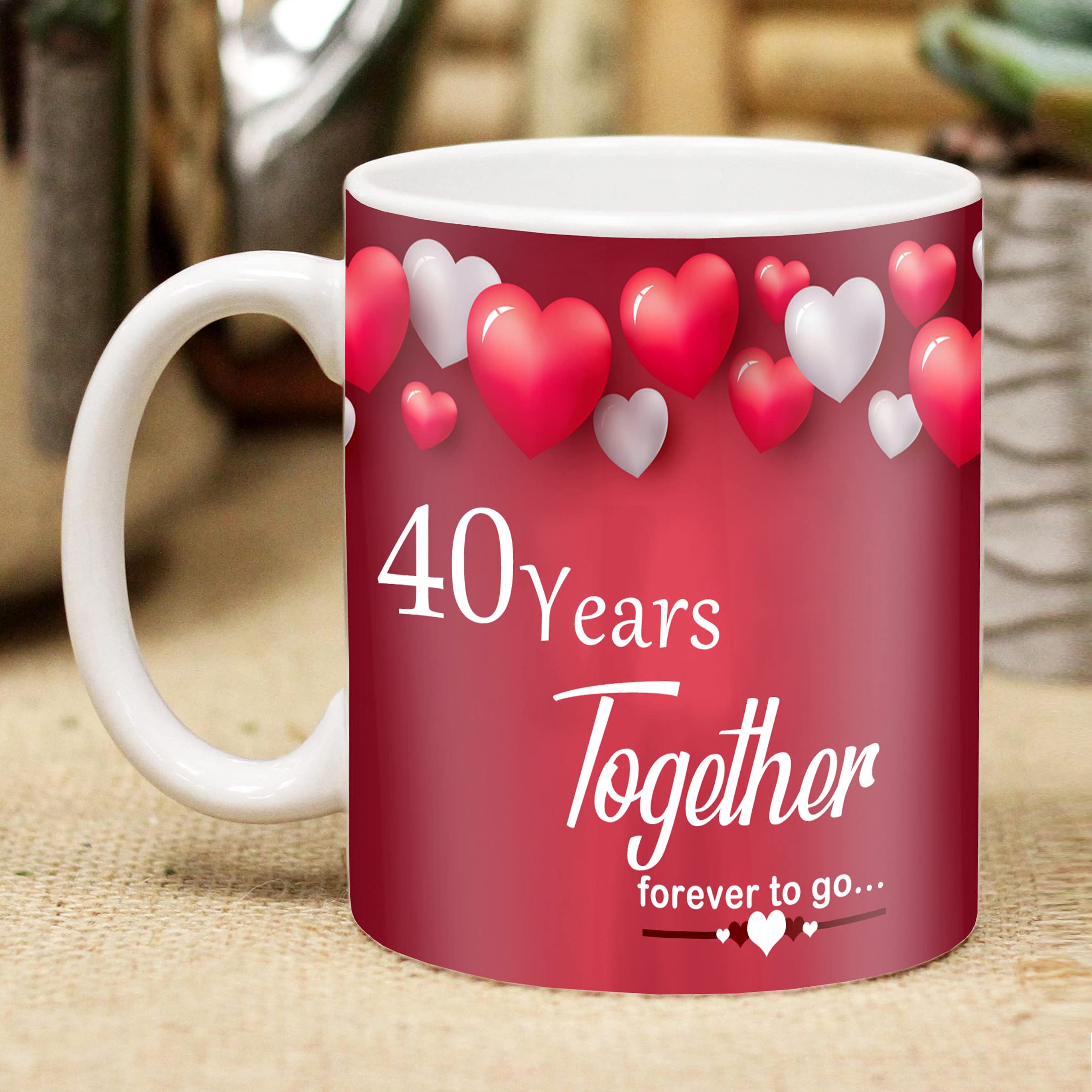 ME & YOU 40 Years Together Forever to Go Quoted Printed Ceramic Coffee Mug, Special Anniversary Gift, Anniversary Gift for Husband, Wife, Uncle, Aunty, Special Person