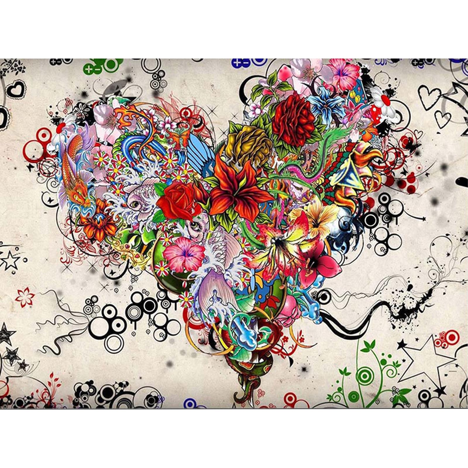 Heart DIY Paint By Numbers Kit on Canvas 40x30cm with Frame Paint by Numbers Kits Drawing Paintwork for Beginners Adults Gift Home Wall Decor