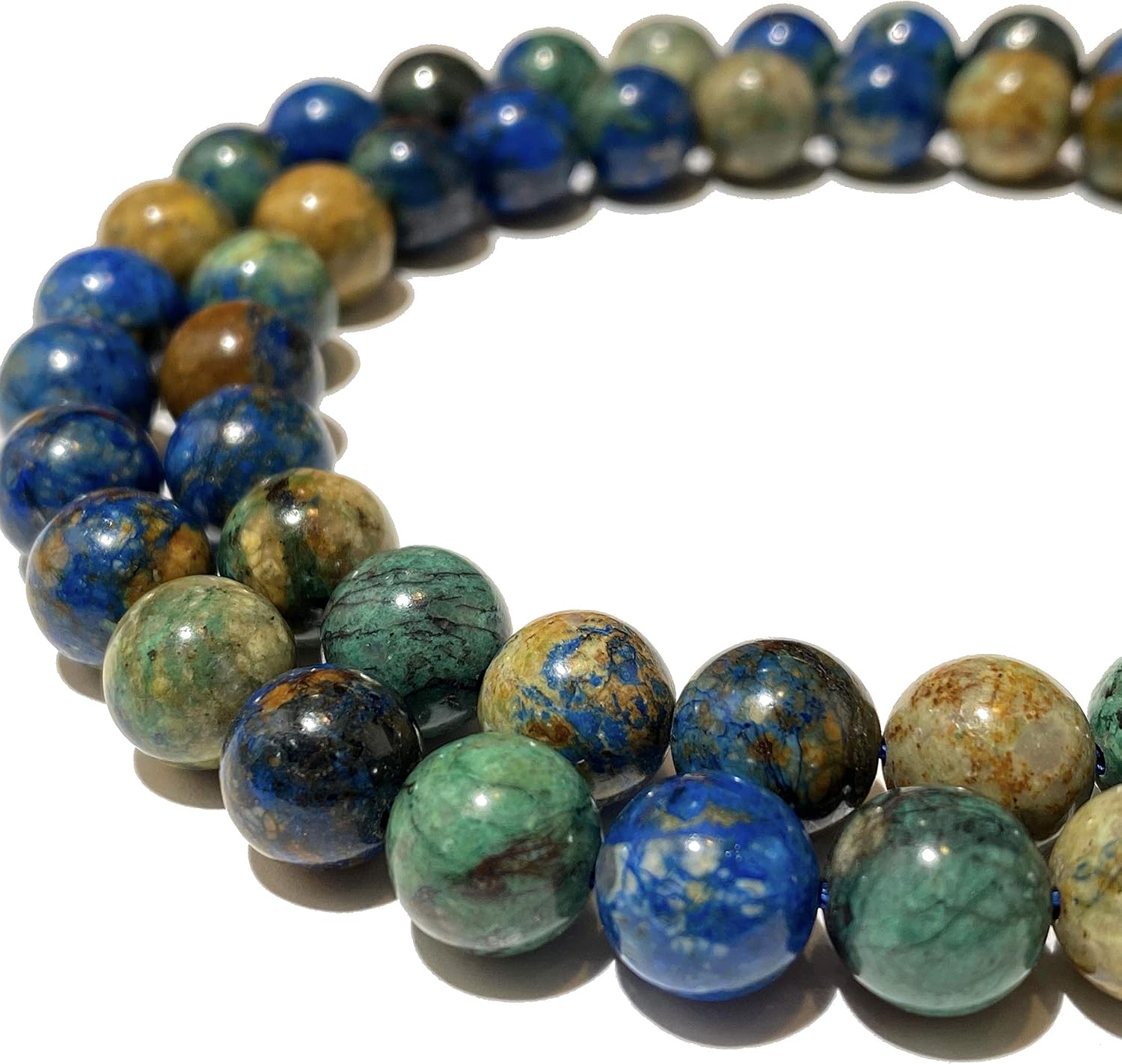 ABCGEMS 2-Tone African Azurite Malachite Beads (Combination of Blue Azurite & Green Malachite) Natural Gemstone DIY Jewelry Making - Men, Women, Healing, Energy, Round, Tiny, 6mm
