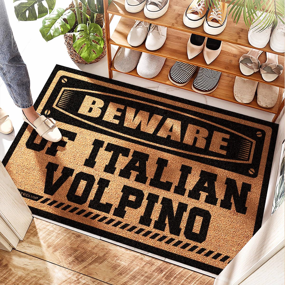 Paillasson en coco Beware Of Italian Volpino contre boue et humidité