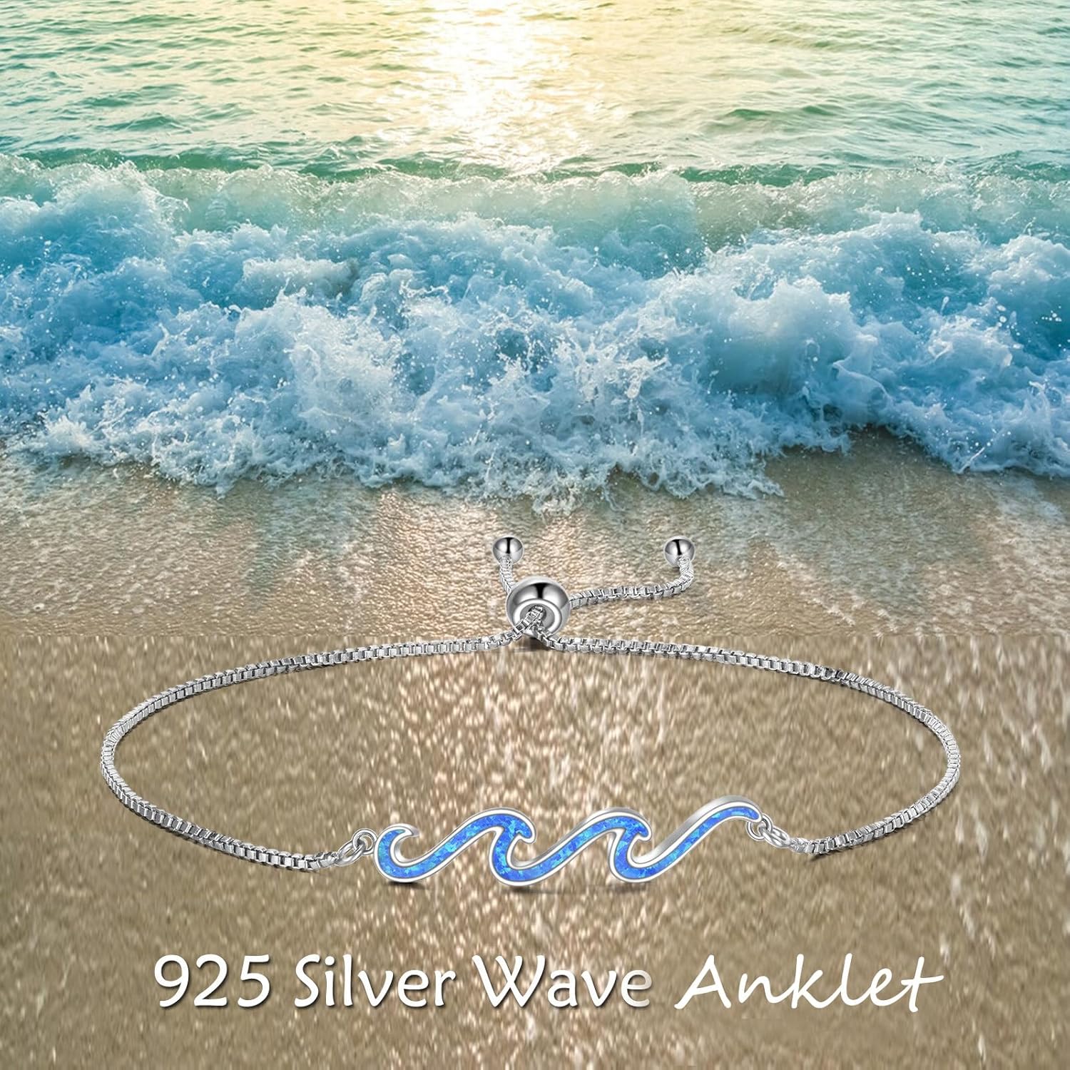 YFN Wave Anklet Sterling Silver Ocean Wave Anklet Wave Ankle Bracelet Beach Jewelry for Women Gifts - Image 5