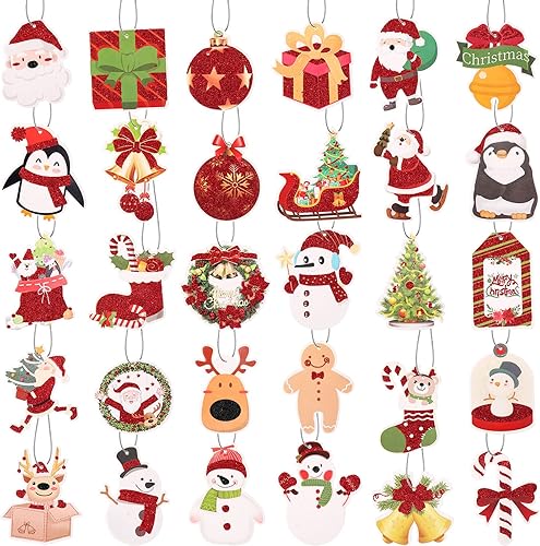 Outus 150 etiquetas de regalo de Navidad con cuerdas de cinta, papel de aluminio con purpurina, etiquetas de nombre de Navidad, etiquetas de