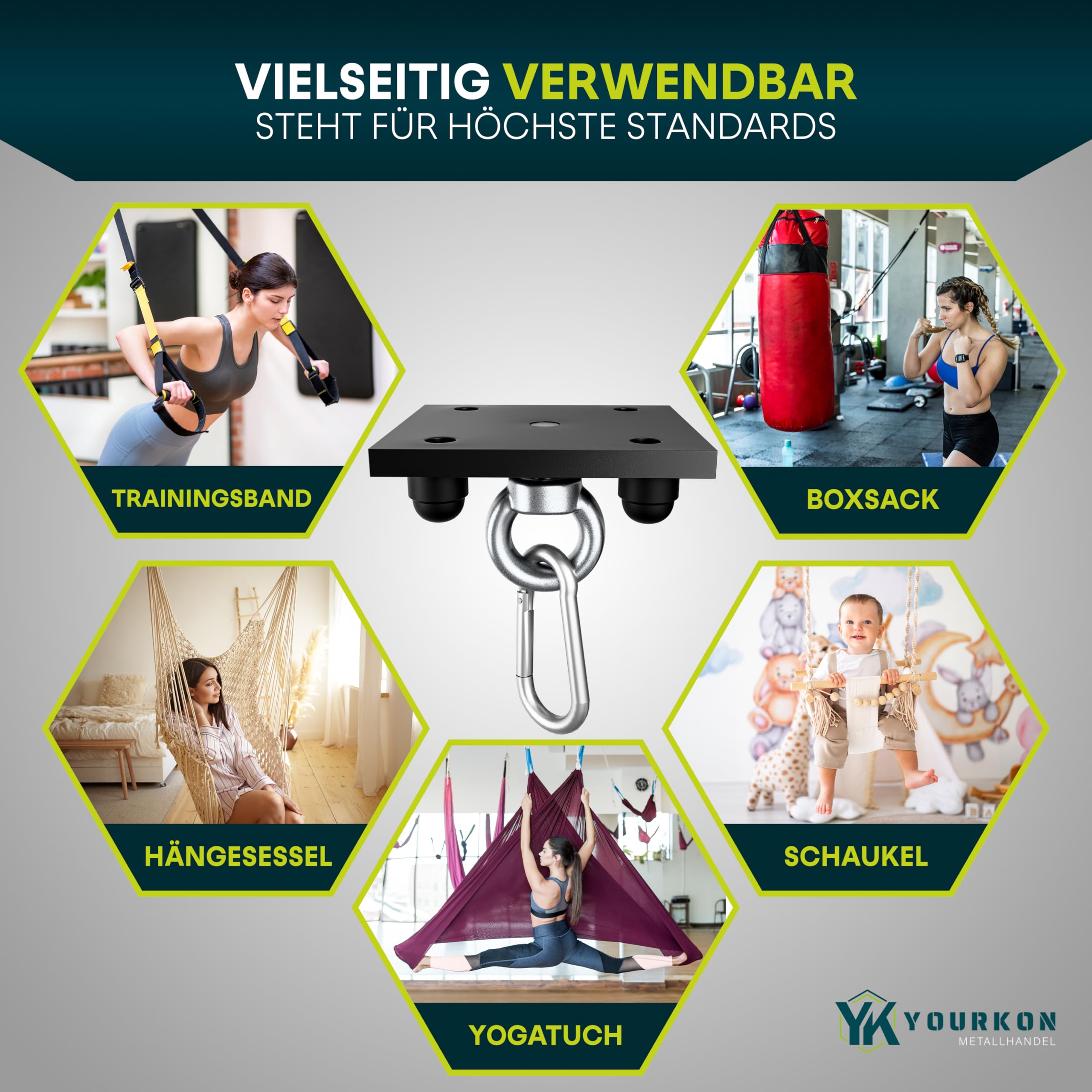 Supporto Soffitto Per Sacco Da Boxe Yourkon - Portata 140 Kg, Acciaio 5 Mm, Vernice Polvere - Foto 9