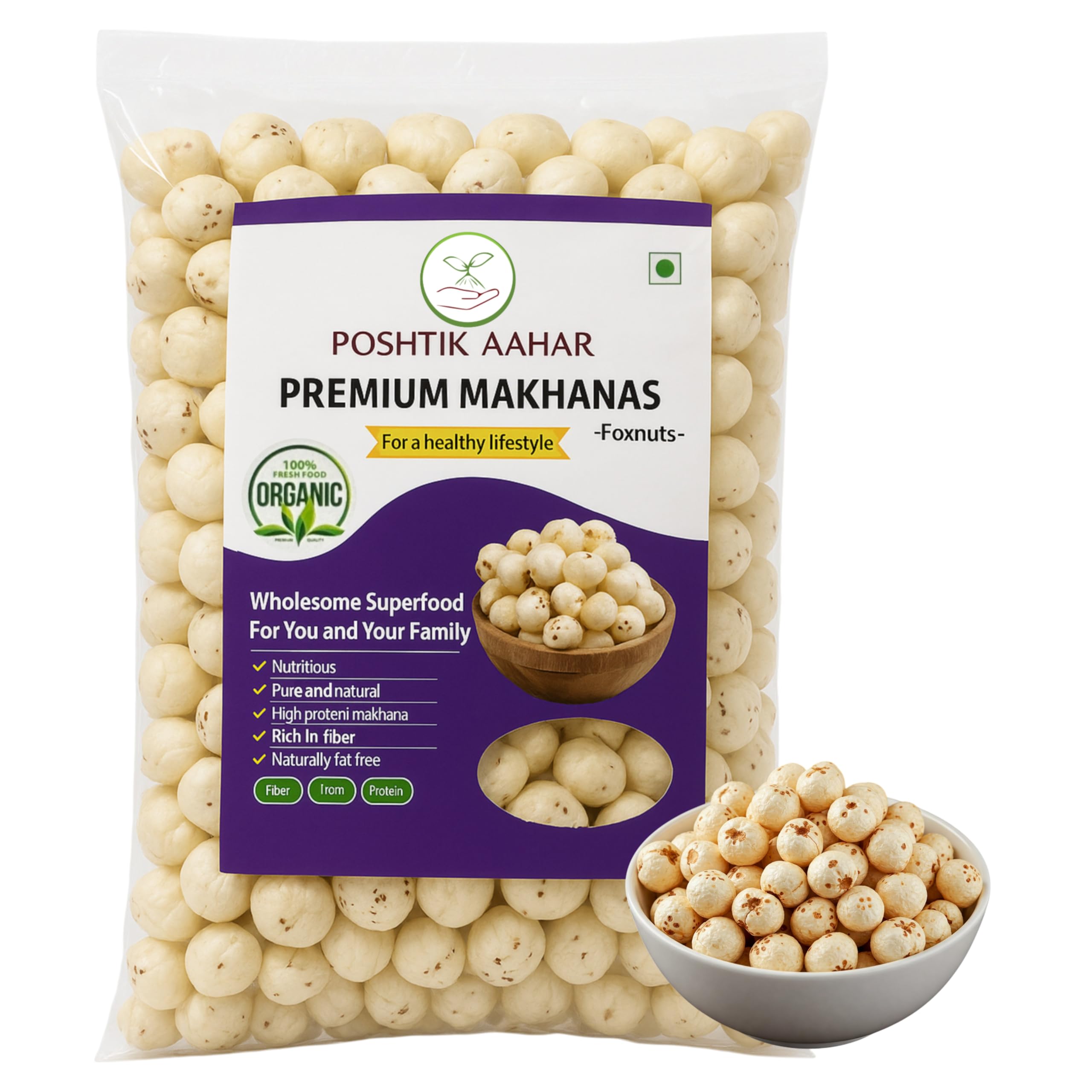 Poshtik Aahar High Protein Makhana (Foxnut) | Phool Makhana for Prasadam | Healthy Snacking Fasting | No Added Artificial Flavours | No Added Preservatives | Phool Makhana | 500 Gram-image-23