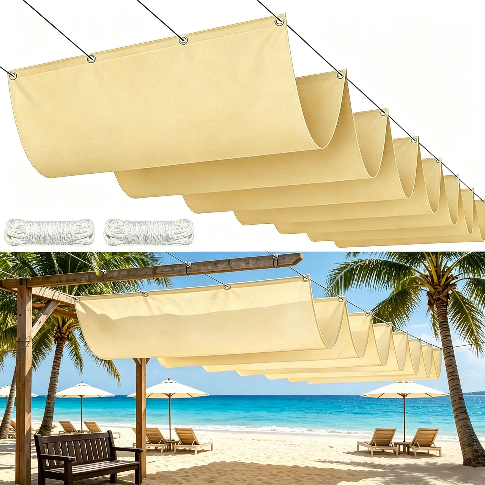 Voile d'ombrage à la vague imperméable et anti-UV jaune