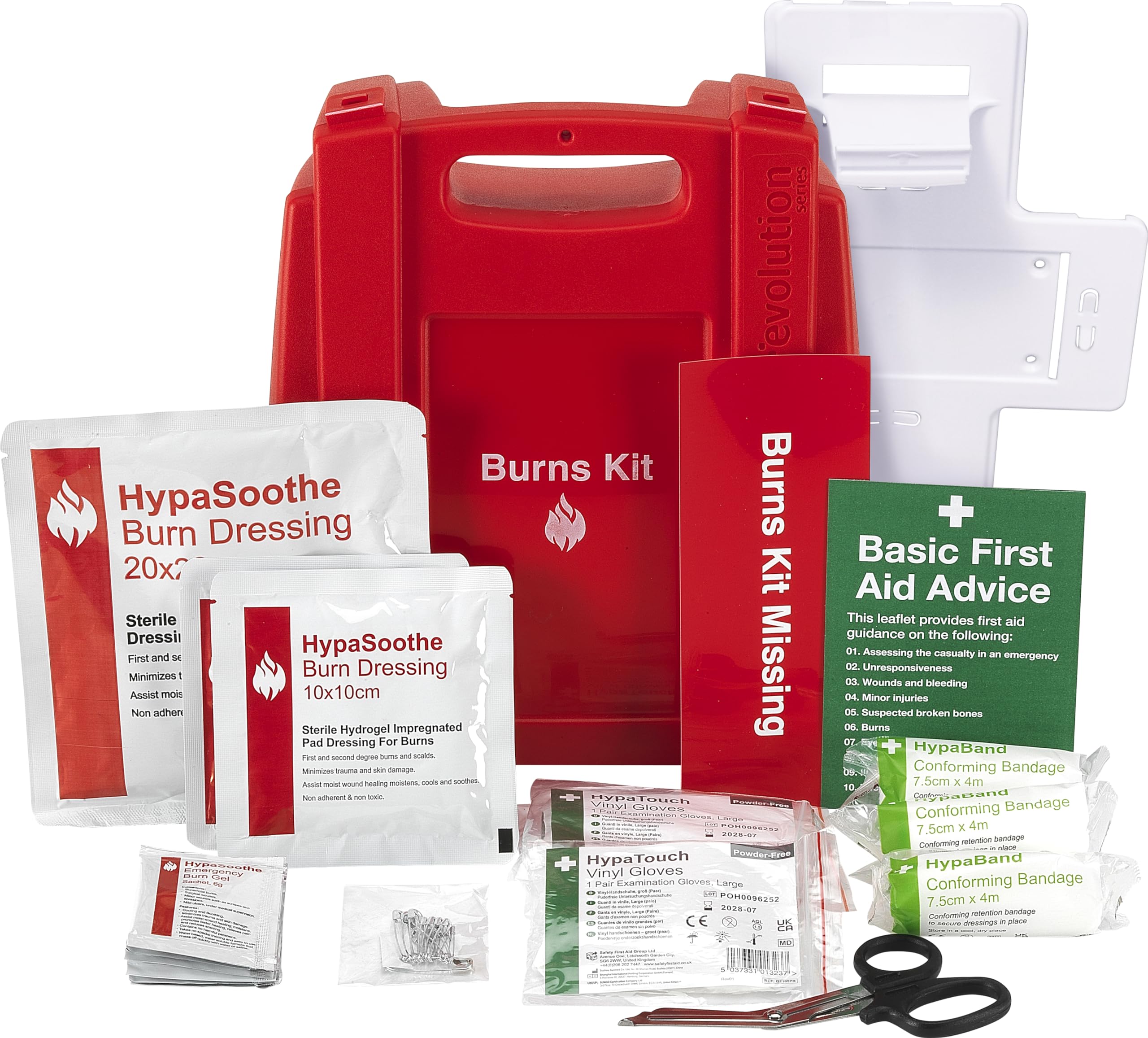 Safety First Aid Group Evolution Plus HypaSoothe Emergency Burns First Aid Kit, Medium with Burns Gels and Dressings - - for Home, Workplace, Workshop, Catering environments