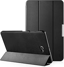 Simpeak Case Compatible with Samsung Galaxy Tab A 10.1 2016 (SM-T580 / T585), Multi-Angle Case Folio Cover with Automatic Alarm Clock, Black