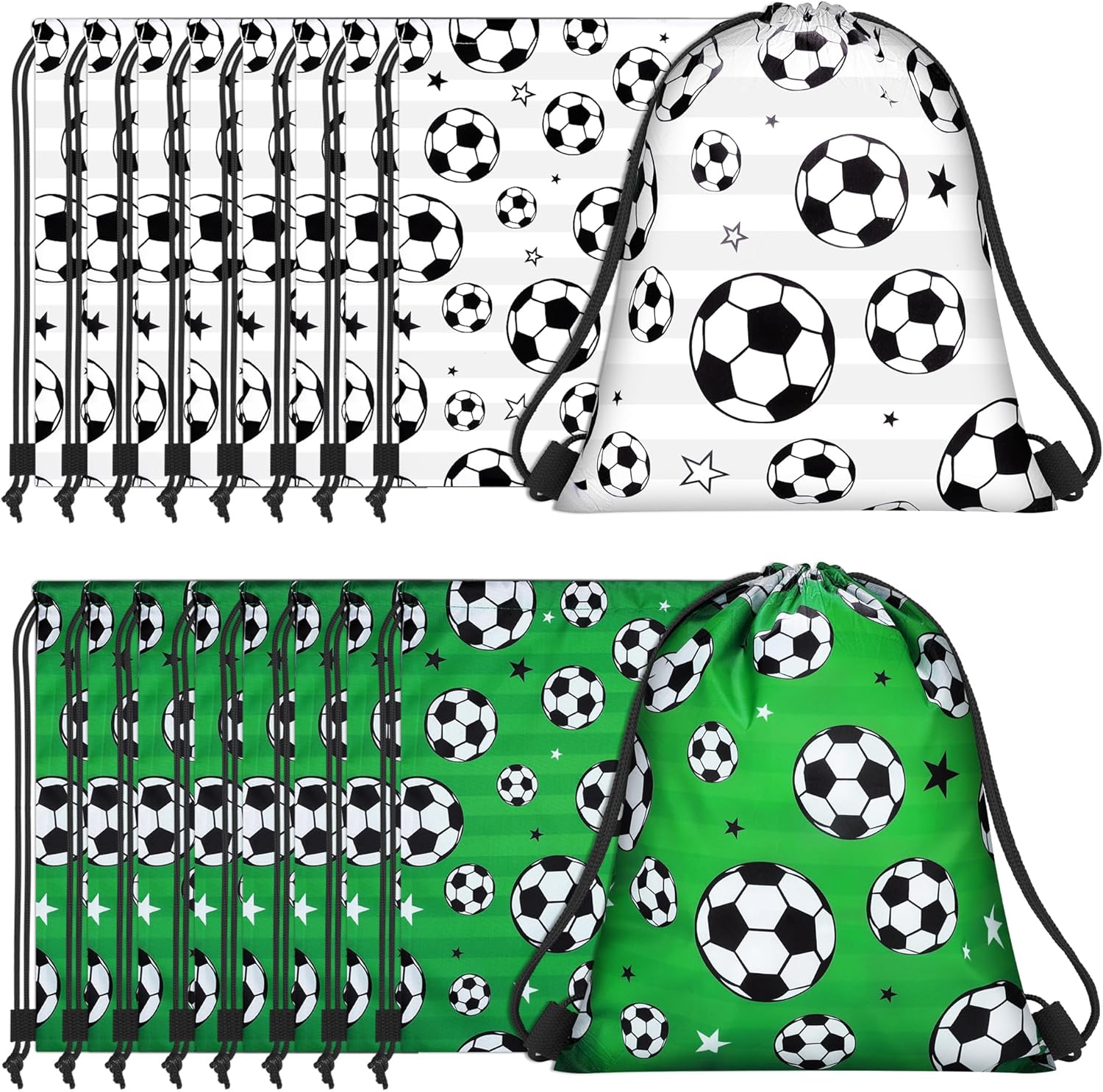MIMIND 16 Pcs Soccer Drawstring Bag 15.8 x 13.4 Inch Soccer Backpack Treat Bag for Sports Decoration