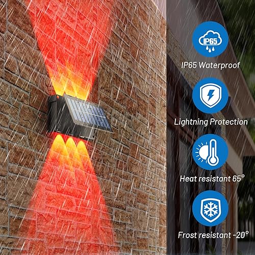 Miniatura 5 de Sunvivo - Luces solares de pared para exteriores, inalámbricas, impermeables IP65, panel fotovoltaico ajustable, lámpara de arriba y abajo, lámpara