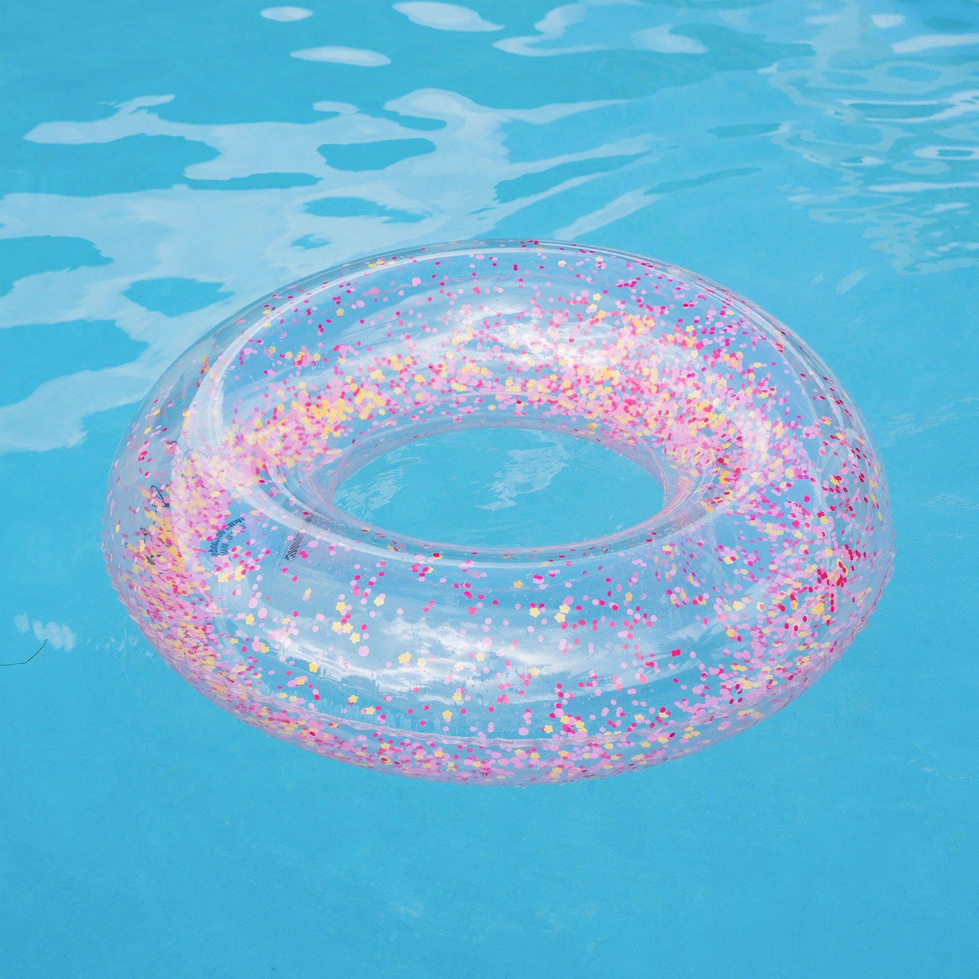 In The Swim Confetti Inflatable Tube Pool Float – 36-Inch Colorful Party Design, Durable PVC for Fun Pool Days