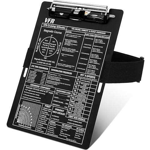 Aluminum Pilot Kneeboard Vfr Aviation Knee Boards Notepad Pilot Writing Board with Pen Holder and Elastic Strap for Pilots Writing Gifts(9.61 x 6.42 Inch,Black)