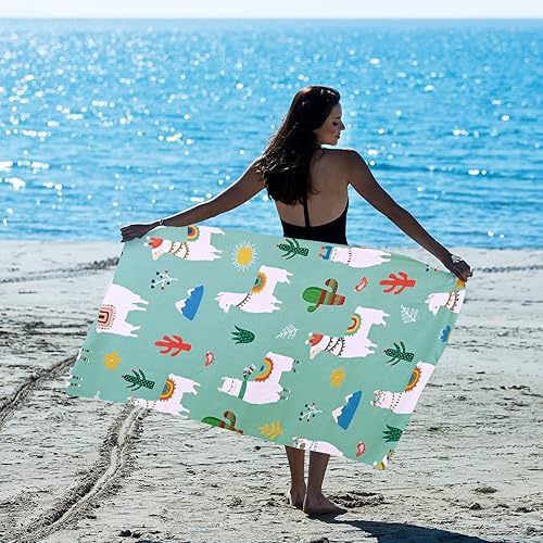 Miniatura 3 de LIVILAN Toalla de playa de microfibra Llama de alpaca fina ligera absorbente de secado rápido sin arena para mujeres y niñas para baño ducha piscina