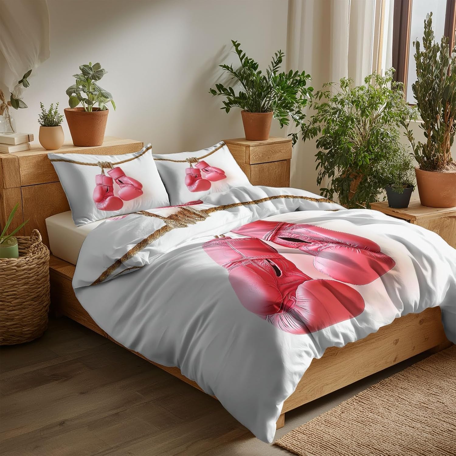 Funda Nordica Cama 180 Guantes de Boxeo Microfibra 3D Funda Edredon 260 x 240 cm Boxeo Ligero Transpirable Ropa de Cama con Cremallera y 2 Fundas de Almohada c-2610