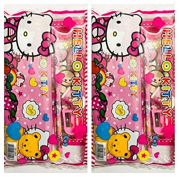 Paaroots Pack of 2 Kitty , Unicorn , LOL , Princess Birthday Party Present Return Gifts-Pack of 6 Mix Stationery Kit Set for Kids Girls- Cute Pink Pouch Kanjak Gift