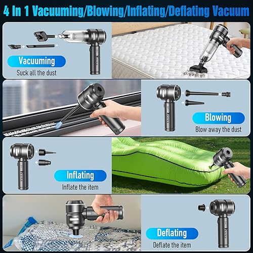 Miniatura 3 de Aspiradora de coche de alta potencia, aspiradora de mano inalámbrica de 18000 PA con motor sin escobillas, mini aspiradora portátil 4 en 1 y plumero