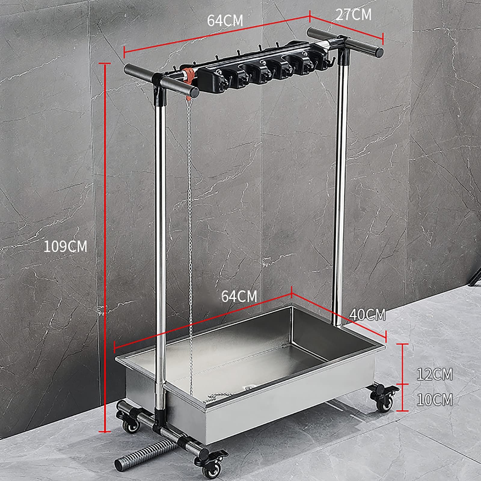 Piso Móvil de Pie Mop Escoba Titular Poner Fregas Húmedas Limpieza Cleanin Herramienta Carro de Limpieza Suministros Organizador para Cocina de Garaje, Etc. Mop Lavar Estante de Drenaje con