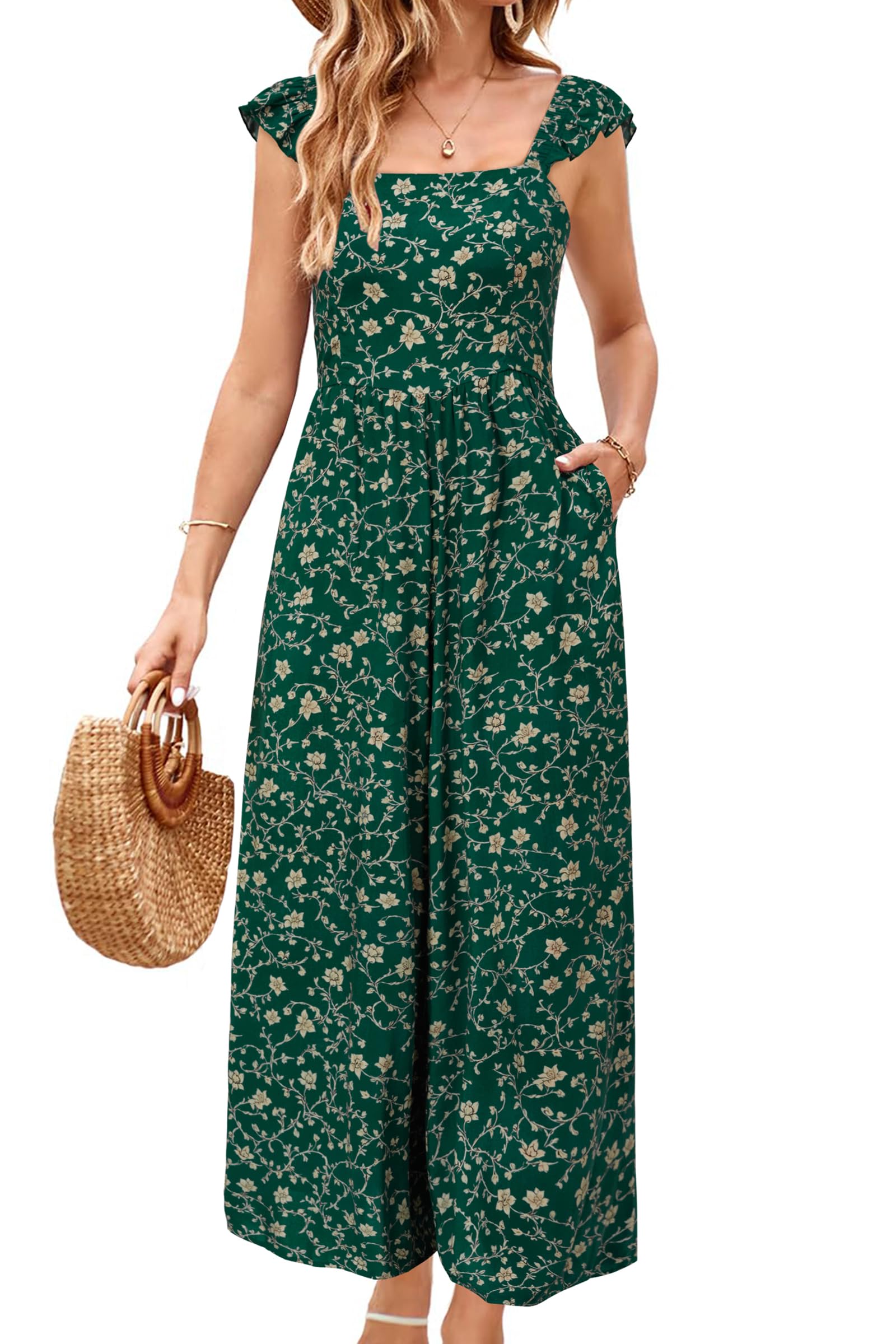 LAISHEN Mono para mujer Monos de pierna ancha Pantalones elegantes en general para mujer Verano
