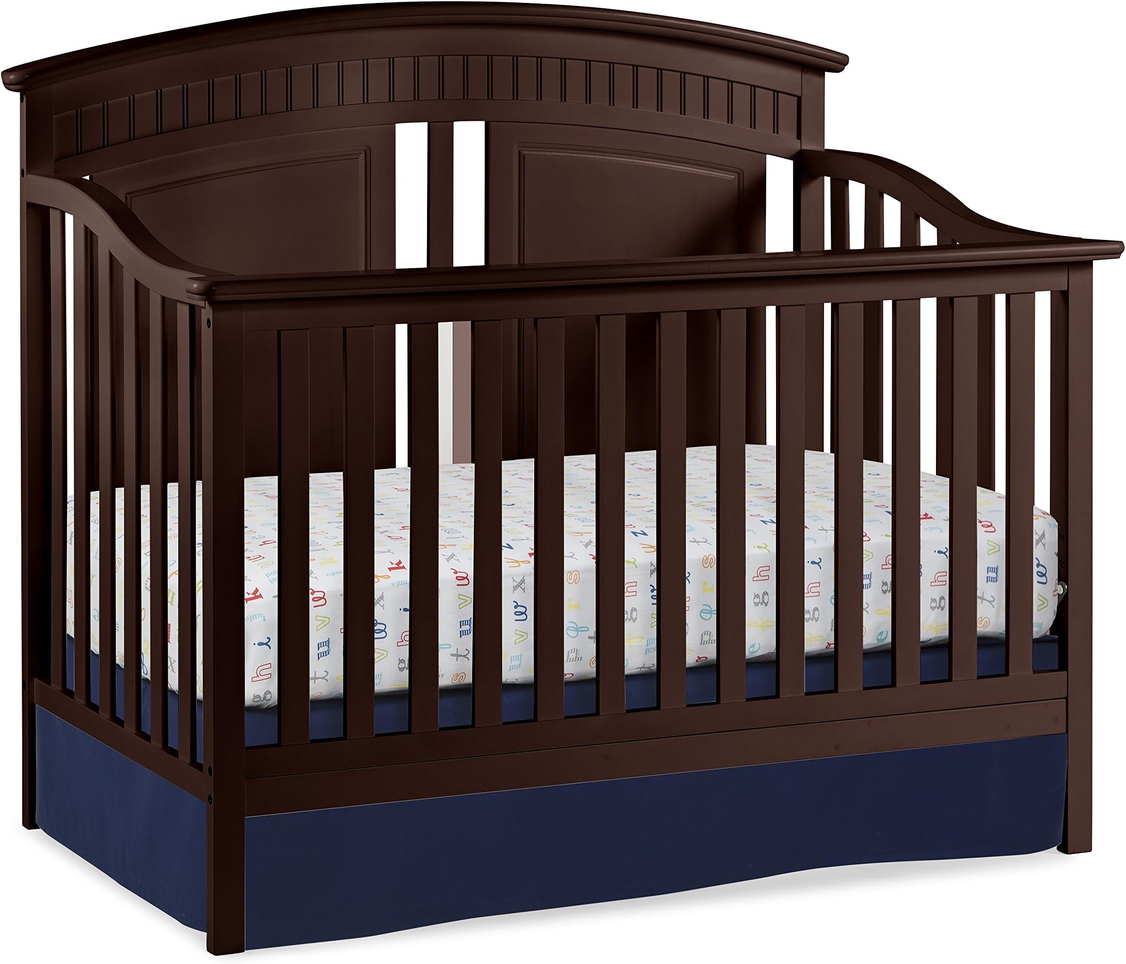 Thomasville Kids Majestic 4-in-1 Convertible Crib, Espresso, Easily Converts to Toddler Bed Day Bed or Full Bed, Three Position Adjustable Height Mattress, Assembly Required (Mattress Not Included)