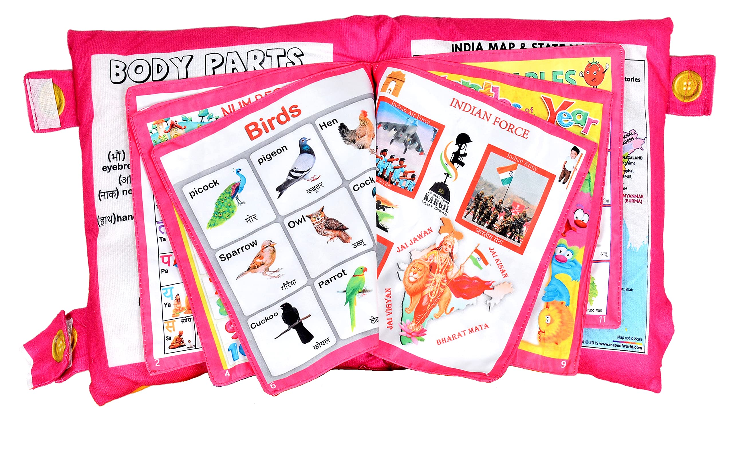 OBLETTERLearn & Play Educational Cushion Cover for Kids - Personalized with Name, Alphabet, Numbers, Shapes, Colors, Vehicles, Fruits, Vegetables, and More