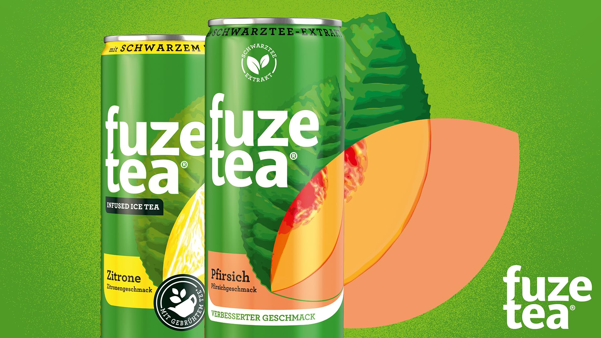 Fuze Tea Schwarzer Tee Pfirsich - Erfrischungsgetränk mit gebrühtem Schwarztee und Pfirsichgeschmack - Tee aus nachhaltigem Anbau - in Einweg Dosen (24 x 330 ml)