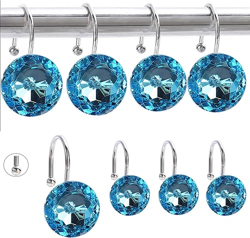Ganchos decorativos para cortina de ducha, 12 unidades, de acero inoxidable a prueba de óxido, ganchos decorativos para cortina de ducha, para baño,
