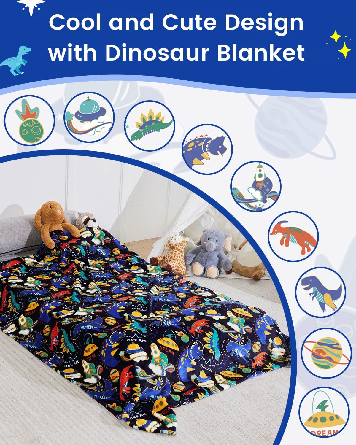 ZonLi Japanese Floor Futon Mattress Queen Size 60"x 80"(Winter Moss),withwith Dinosaur Blanket 50x60 Inches