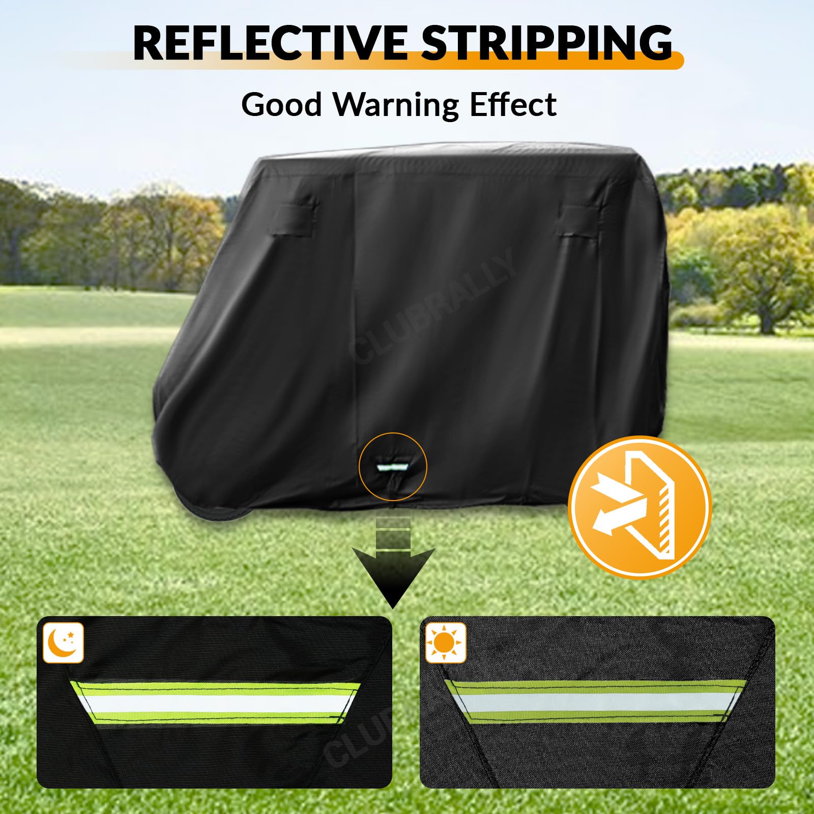 Golfwagen-Abdeckung für 3 Türen, geeignet für die meisten Yamaha, EZGO, Clubwagen, hochdichtes 600D PU-Polyester, gelötete Golfwagen-Abdeckung mit wasserdichtem Reißverschluss