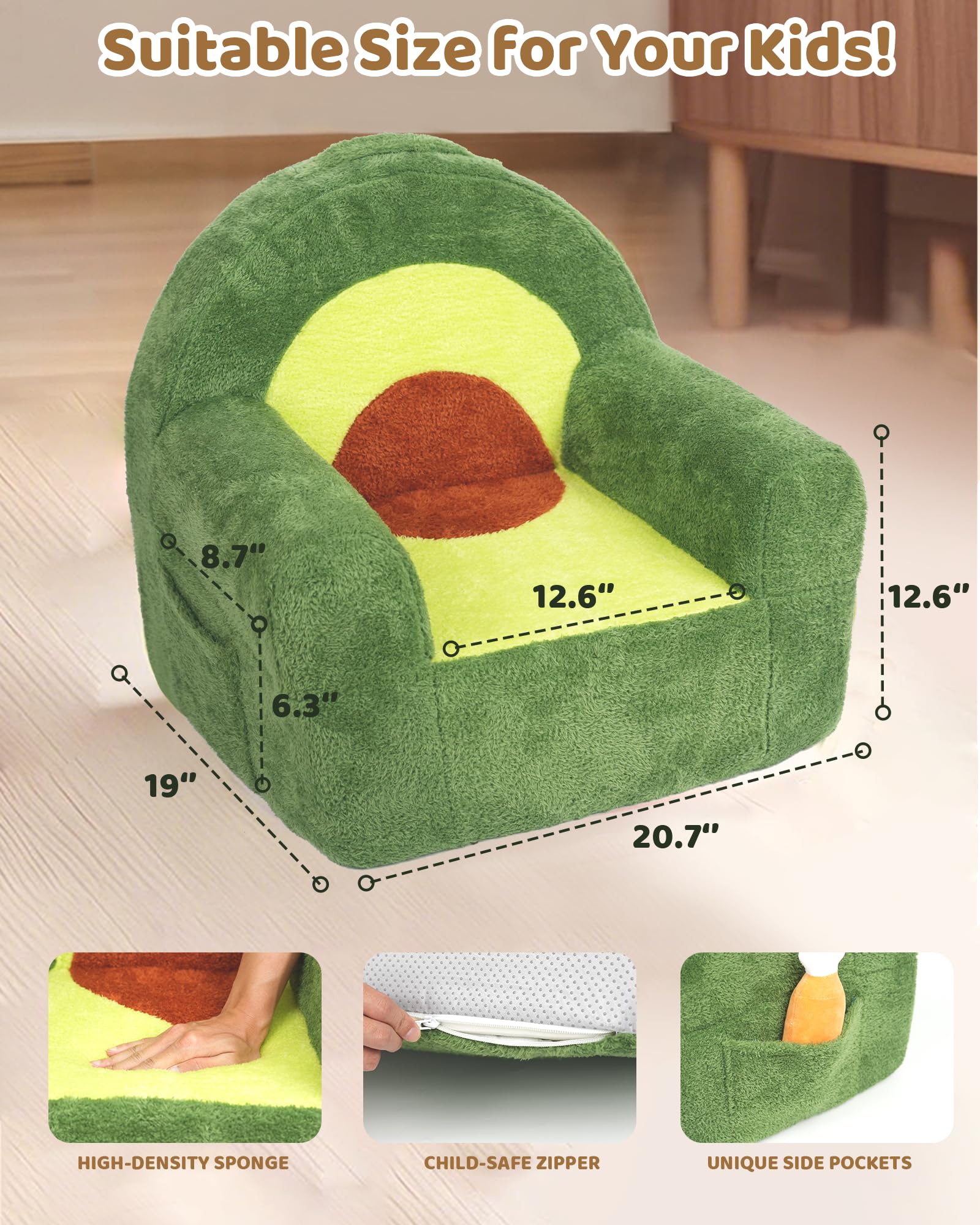Heypappy Fauteuil Enfant - Fauteuil Confortable et ludique en Mousse avec Housse Velour, Canapé Avocat Design pour Enfants