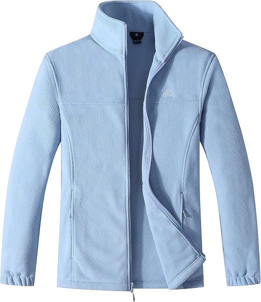 GIMECEN Men's Lightweight Full Zip Soft Polar Fleece Jacket Outdoor Recreation Coat With Zipper Pockets